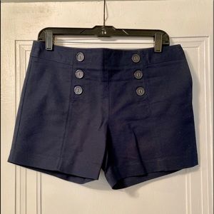 Side zip navy blue shorts